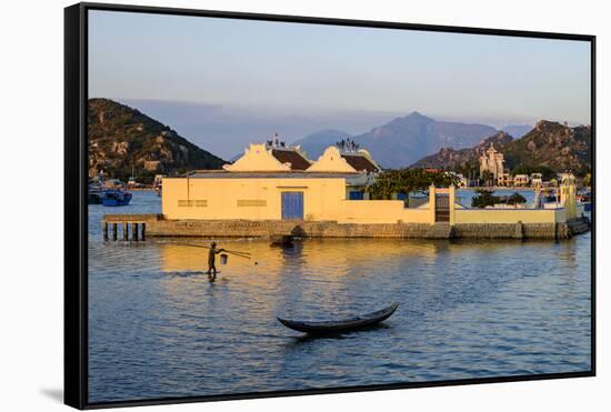 The Fishing Port, with a Small Buddhist Pagoda in Foreground, Phan Rang-Nathalie Cuvelier-Framed Stretched Canvas