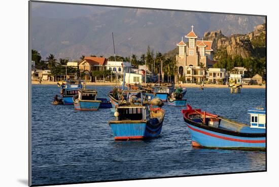 The Fishing Port with the Church in the Background, Phan Rang, Ninh Thuan Province-Nathalie Cuvelier-Mounted Photographic Print