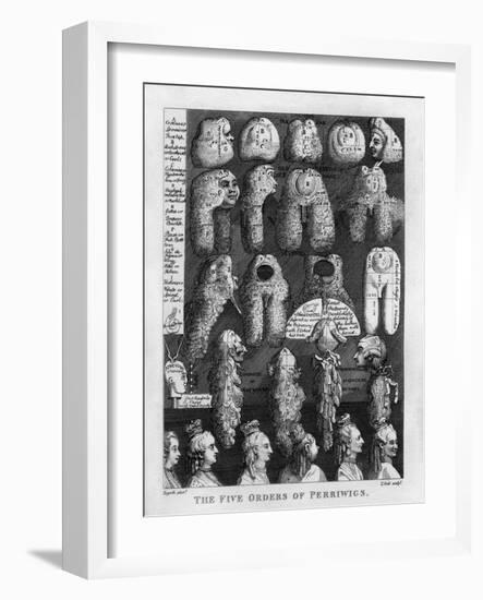 The Five Orders of George III's Wigs by William Hogarth-William Hogarth-Framed Giclee Print