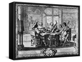 The Five Senses, Hearing Allegory, Etching-Abraham Bosse-Framed Stretched Canvas