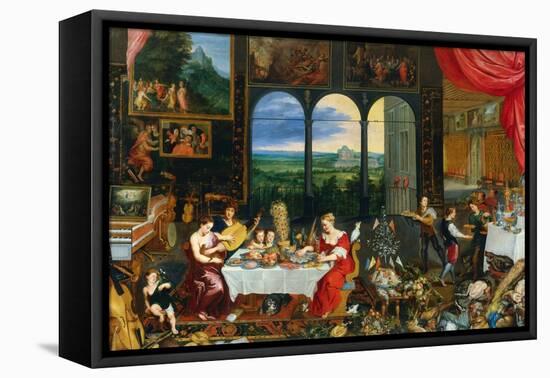 The Five Senses: Taste, Hearing and Touch-Jan Brueghel the Elder-Framed Stretched Canvas