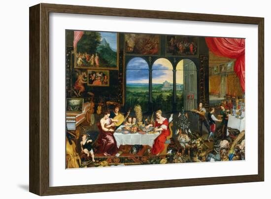 The Five Senses: Taste, Hearing and Touch-Jan Brueghel the Elder-Framed Giclee Print