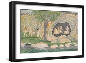 The Five Siddhas Make their Way to the Kailasha Mountains, C.1820-Purkhu-Framed Giclee Print