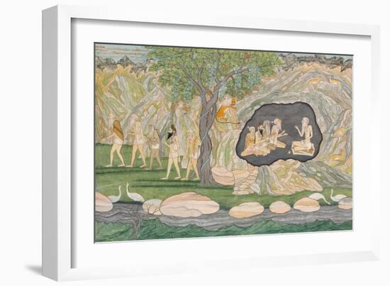 The Five Siddhas Make their Way to the Kailasha Mountains, C.1820-Purkhu-Framed Giclee Print