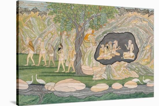 The Five Siddhas Make their Way to the Kailasha Mountains, C.1820-Purkhu-Stretched Canvas