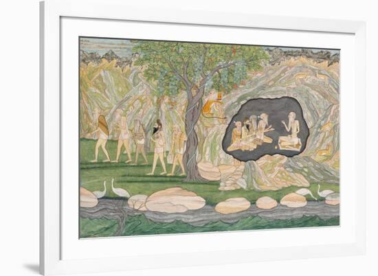 The Five Siddhas Make their Way to the Kailasha Mountains, C.1820-Purkhu-Framed Giclee Print