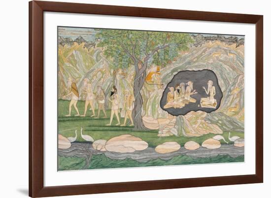 The Five Siddhas Make their Way to the Kailasha Mountains, C.1820-Purkhu-Framed Giclee Print