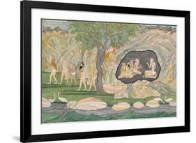 The Five Siddhas Make their Way to the Kailasha Mountains, C.1820-Purkhu-Framed Giclee Print