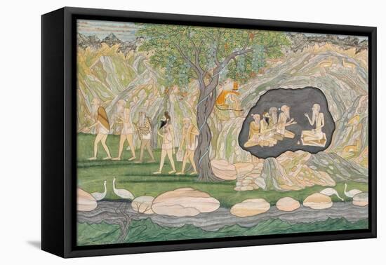 The Five Siddhas Make their Way to the Kailasha Mountains, C.1820-Purkhu-Framed Stretched Canvas