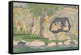 The Five Siddhas Make their Way to the Kailasha Mountains, C.1820-Purkhu-Framed Stretched Canvas