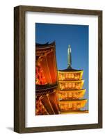 The Five Storey Pagoda at Sensi-Ji Temple at Night, Tokyo, Japan, Asia-Martin Child-Framed Photographic Print