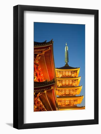 The Five Storey Pagoda at Sensi-Ji Temple at Night, Tokyo, Japan, Asia-Martin Child-Framed Photographic Print