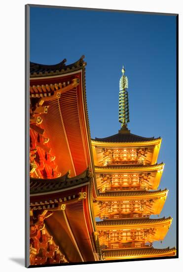The Five Storey Pagoda at Sensi-Ji Temple at Night, Tokyo, Japan, Asia-Martin Child-Mounted Photographic Print