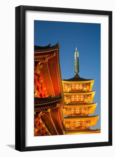 The Five Storey Pagoda at Sensi-Ji Temple at Night, Tokyo, Japan, Asia-Martin Child-Framed Photographic Print