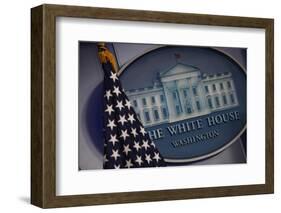 The Flag and Seal at a White House Press Briefing-Dennis Brack-Framed Photographic Print