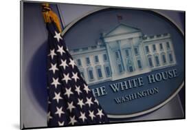 The Flag and Seal at a White House Press Briefing-Dennis Brack-Mounted Photographic Print