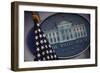 The Flag and Seal at a White House Press Briefing-Dennis Brack-Framed Photographic Print