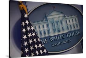 The Flag and Seal at a White House Press Briefing-Dennis Brack-Stretched Canvas