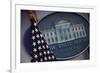 The Flag and Seal at a White House Press Briefing-Dennis Brack-Framed Photographic Print