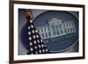 The Flag and Seal at a White House Press Briefing-Dennis Brack-Framed Photographic Print