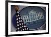 The Flag and Seal at a White House Press Briefing-Dennis Brack-Framed Photographic Print