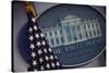 The Flag and Seal at a White House Press Briefing-Dennis Brack-Stretched Canvas