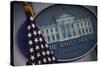 The Flag and Seal at a White House Press Briefing-Dennis Brack-Stretched Canvas