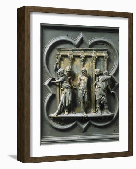 The Flagellation of Christ, by Lorenzo Ghiberti-null-Framed Photographic Print