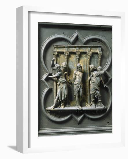The Flagellation of Christ, by Lorenzo Ghiberti-null-Framed Photographic Print