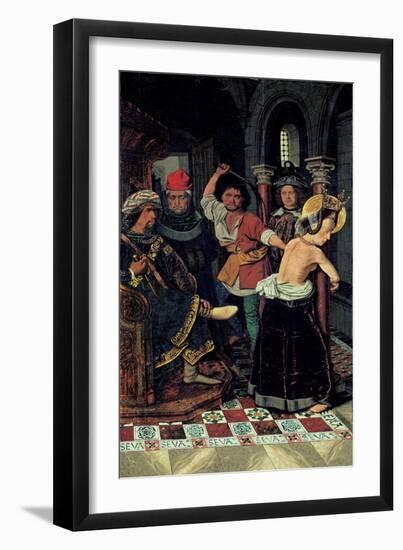 The Flagellation of Saint Engratia, Ca 1475-Bartolomé Bermejo-Framed Giclee Print