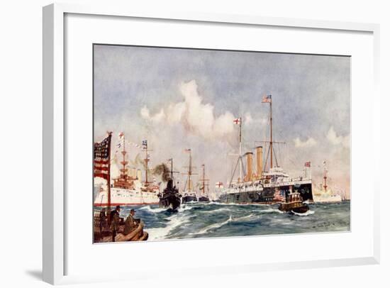 The Flagship "Crescent" at Bar Harbour, 1900-Charles Edward Dixon-Framed Giclee Print