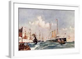 The Flagship "Crescent" at Bar Harbour, 1900-Charles Edward Dixon-Framed Giclee Print