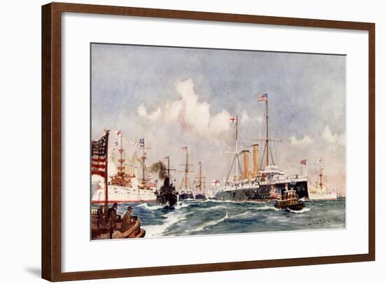 The Flagship "Crescent" at Bar Harbour, 1900-Charles Edward Dixon-Framed Giclee Print