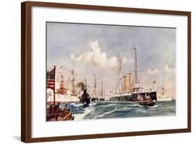 The Flagship "Crescent" at Bar Harbour, 1900-Charles Edward Dixon-Framed Giclee Print