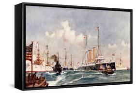 The Flagship "Crescent" at Bar Harbour, 1900-Charles Edward Dixon-Framed Stretched Canvas