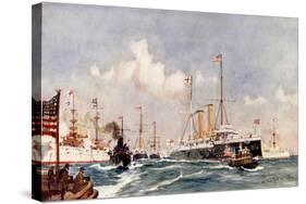 The Flagship "Crescent" at Bar Harbour, 1900-Charles Edward Dixon-Stretched Canvas