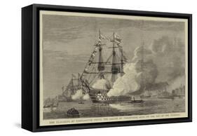 The Flagships at Portsmouth Firing the Salute of Twenty-One Guns on the Day of the Wedding-null-Framed Stretched Canvas