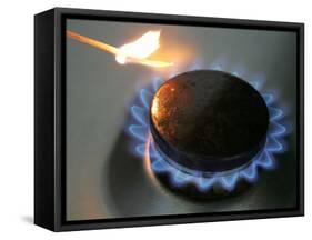 The Flame of a Gas Stove is Ignited in Bremen Germany-null-Framed Stretched Canvas