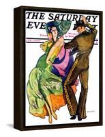 "The Flamenco," Saturday Evening Post Cover, February 1, 1930-McClelland Barclay-Framed Stretched Canvas