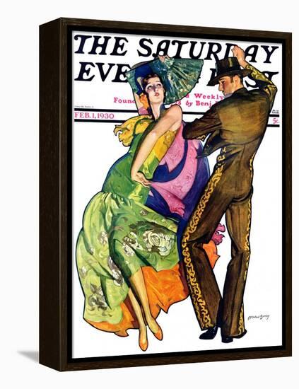 "The Flamenco," Saturday Evening Post Cover, February 1, 1930-McClelland Barclay-Framed Stretched Canvas