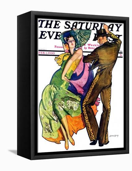 "The Flamenco," Saturday Evening Post Cover, February 1, 1930-McClelland Barclay-Framed Stretched Canvas