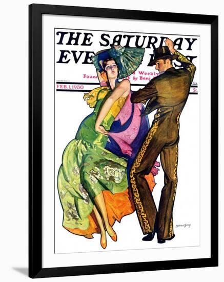 "The Flamenco," Saturday Evening Post Cover, February 1, 1930-McClelland Barclay-Framed Giclee Print