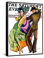 "The Flamenco," Saturday Evening Post Cover, February 1, 1930-McClelland Barclay-Framed Stretched Canvas