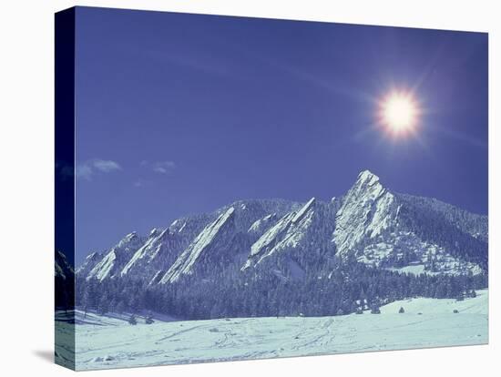 The Flatirons Near Boulder, CO, Winter-Chris Rogers-Stretched Canvas
