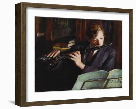 The Flautist, 1926-Dennis William Dring-Framed Giclee Print