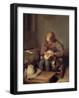 The Flea-Catcher circa 1655-Gerard Terborch-Framed Giclee Print