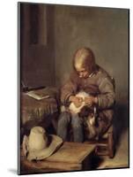 The Flea-Catcher circa 1655-Gerard Terborch-Mounted Giclee Print