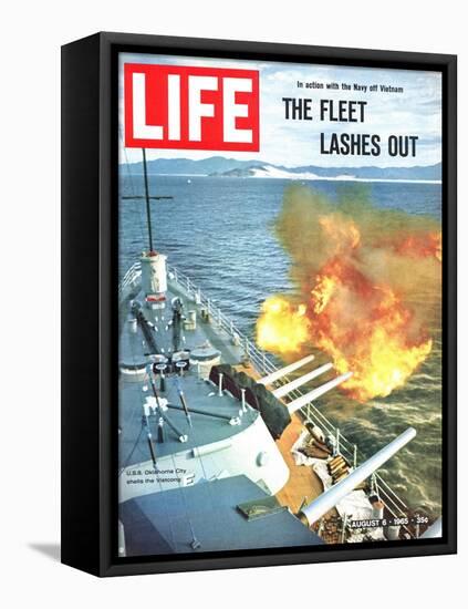 The Fleet Lashes Out, Bill Ray of USS Oklahoma Shelling the Viet Cong Off Vietnam, August 6, 1965-Bill Ray-Framed Stretched Canvas