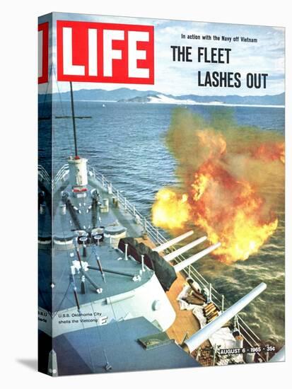 The Fleet Lashes Out, Bill Ray of USS Oklahoma Shelling the Viet Cong Off Vietnam, August 6, 1965-Bill Ray-Stretched Canvas