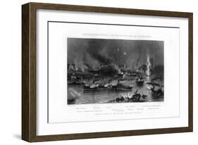 The Fleet Passing Forts on the Mississippi, Capture of New Orleans, 1862-1867-W Ridgway-Framed Giclee Print